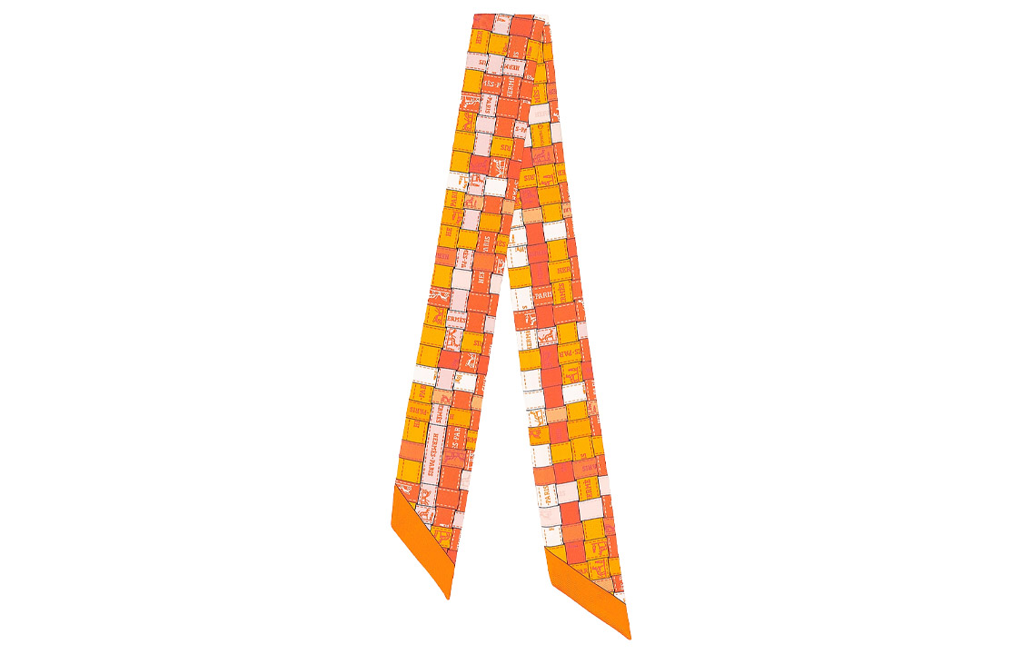 HERMES Twilly Ribbon Scarf Unisex Orange - Couple Style Silk Scarf H062408S-14