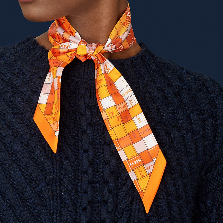 HERMES Twilly Ribbon Scarf Unisex Orange - Couple Style Silk Scarf H062408S-14 圖 3