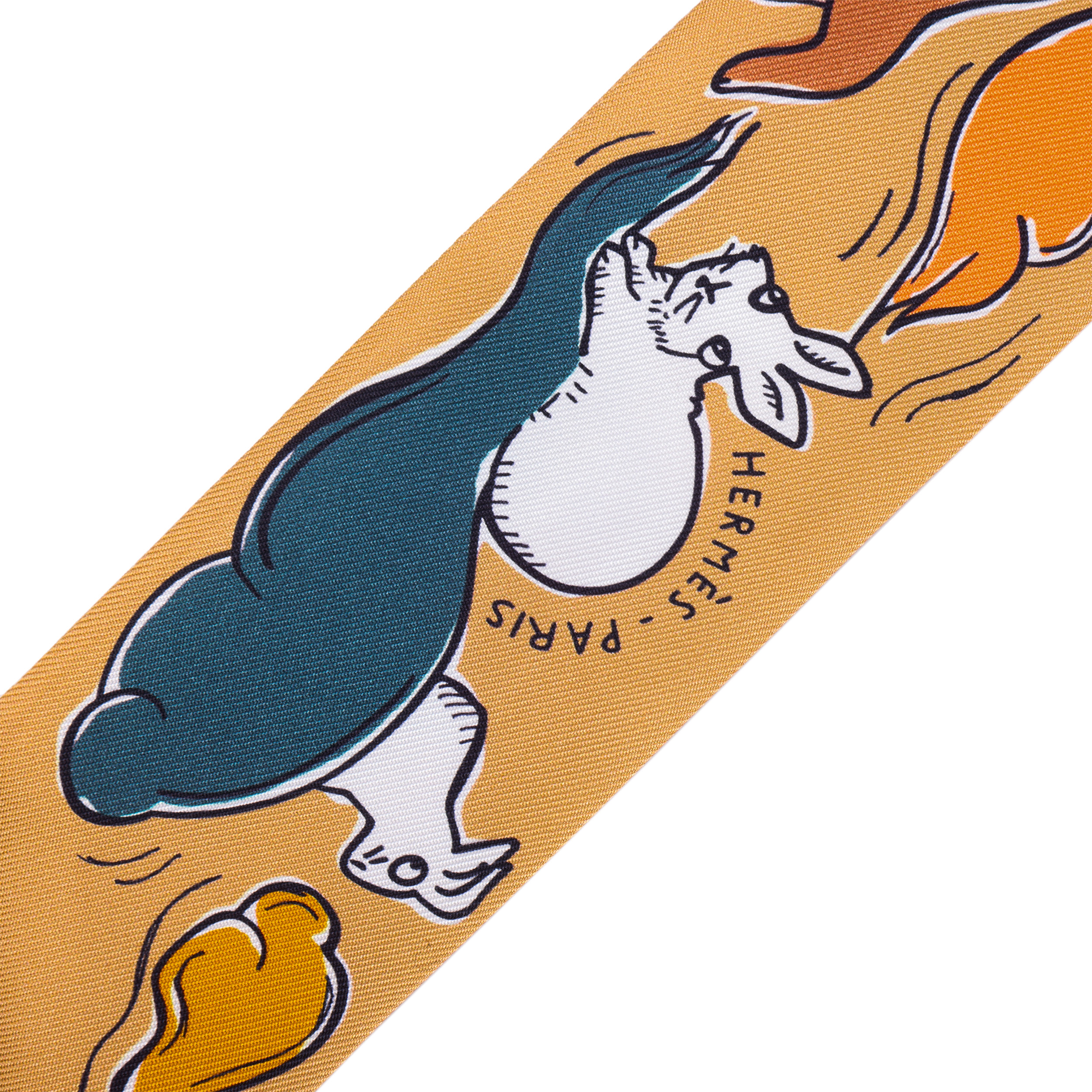 HERMES Twilly Scarf 1001 Rabbits Design Yellow Unisex Couple Edition Accessories H064007S 07 圖 4