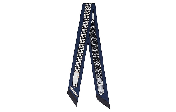 HERMES Twilly Scarf Deep Blue with Black Dog Accessory. H063457S-02