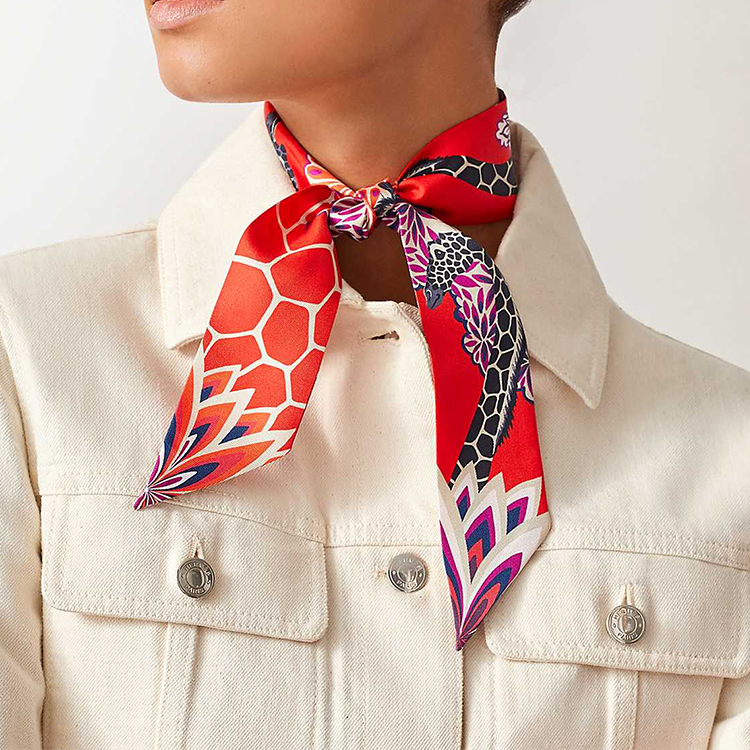 Hermes Twilly Scarf Meishu Three Goddesses Orange Unisex Couple's Style H063441S-09 圖 3