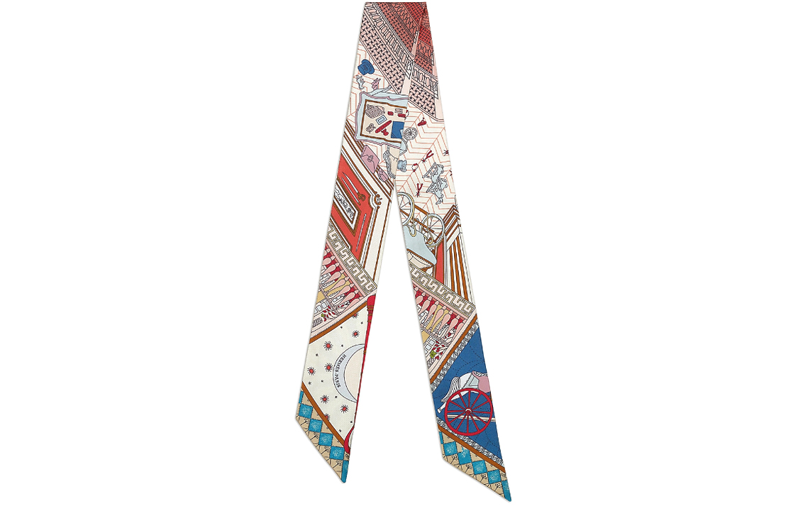 HERMES Twilly Scarf Multicolor Unisex Couple Design Rare Pattern Silk Scarf. H063757S 07 圖 2