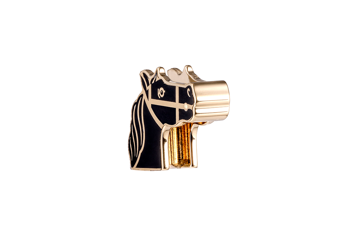 HERMES Twilly Scarf Ring - Carriage Design, Unisex Gold/Black Accessory. H603222S-00 圖 4