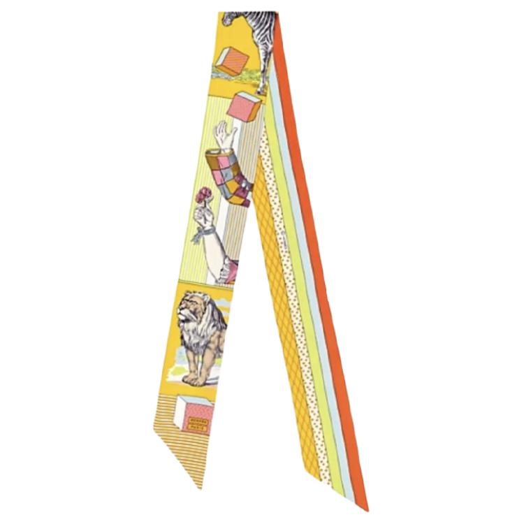 HERMES Twilly Silk Ribbon Scarf Yellow Unisex Couple Style Accessories. H063761S-18 圖 3