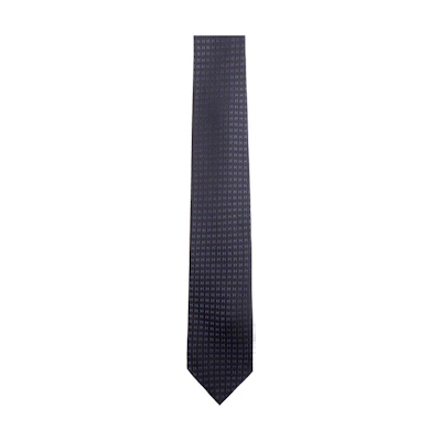 HERMES Two-Tone H Jacquard Tie Black/Navy Blue H038188T-45