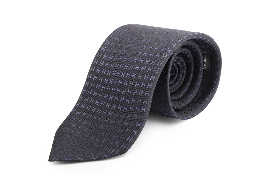 HERMES Two-Tone H Jacquard Tie Black/Navy Blue H038188T-45 圖 3