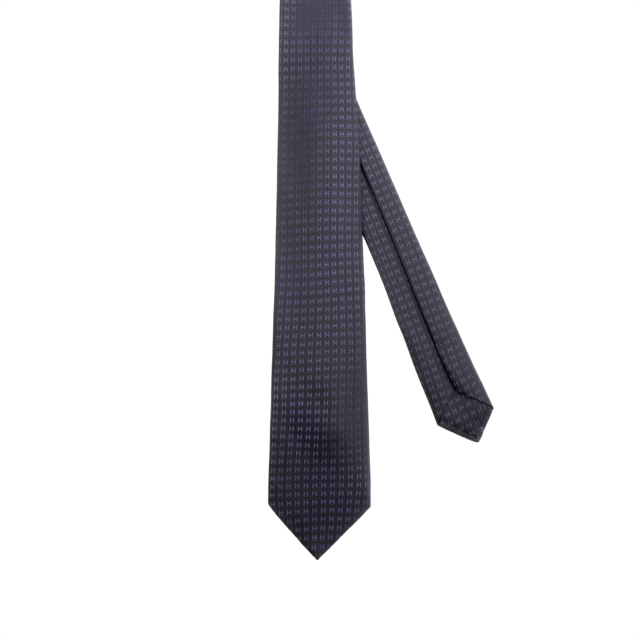 HERMES Two-Tone H Jacquard Tie Black/Navy Blue H038188T-45 圖 4