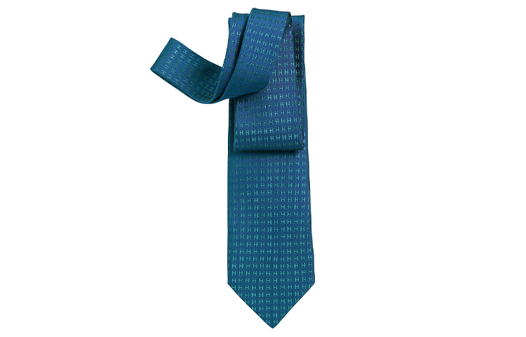 HERMES Two-Tone H Jacquard Tie Blue 8cm H038188T-41