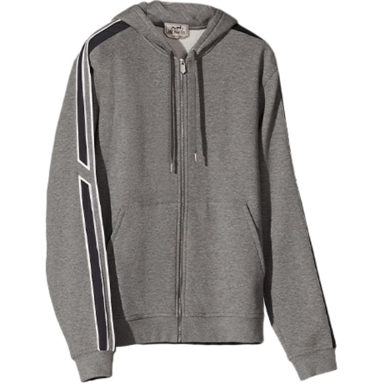 HERMES Two-Tone Zip Hoodie Gray Sweatshirt. H167525HA76
