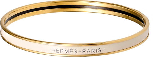 HERMES Uni Logo Decor Gold-Plated Bracelet Unisex Couple Cream/Gold H240001F 85 HERMES Uni Logo Decor Gold-Plated Bracelet Unisex Couple Cream/Gold H240001F 85