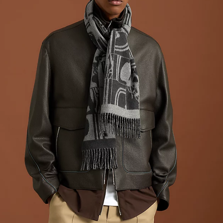 HERMES Unisex Black Cashmere Scarf - Minimalist Street Style Design H393504T-02 圖 3