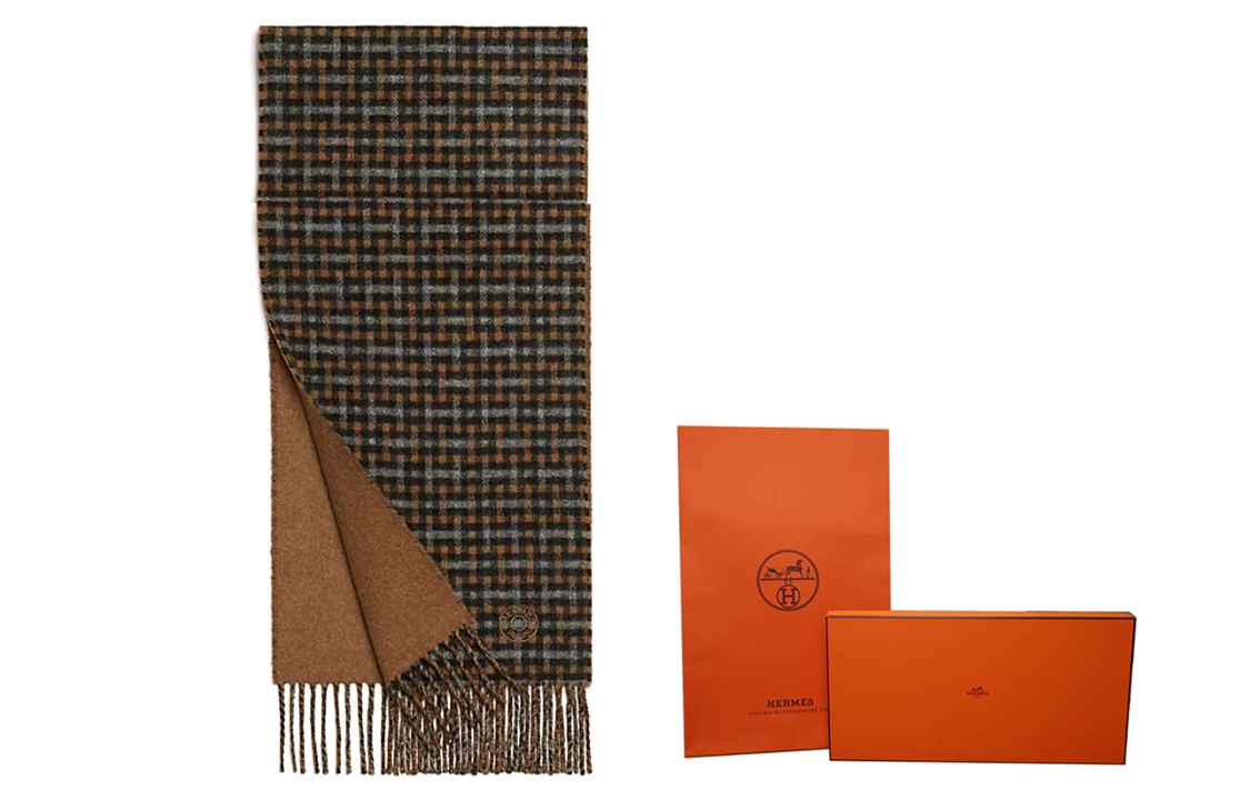 HERMES Unisex Letter Print Wool Scarf Simple & Comfortable Black/Gray/Beige H393832T09 圖 2