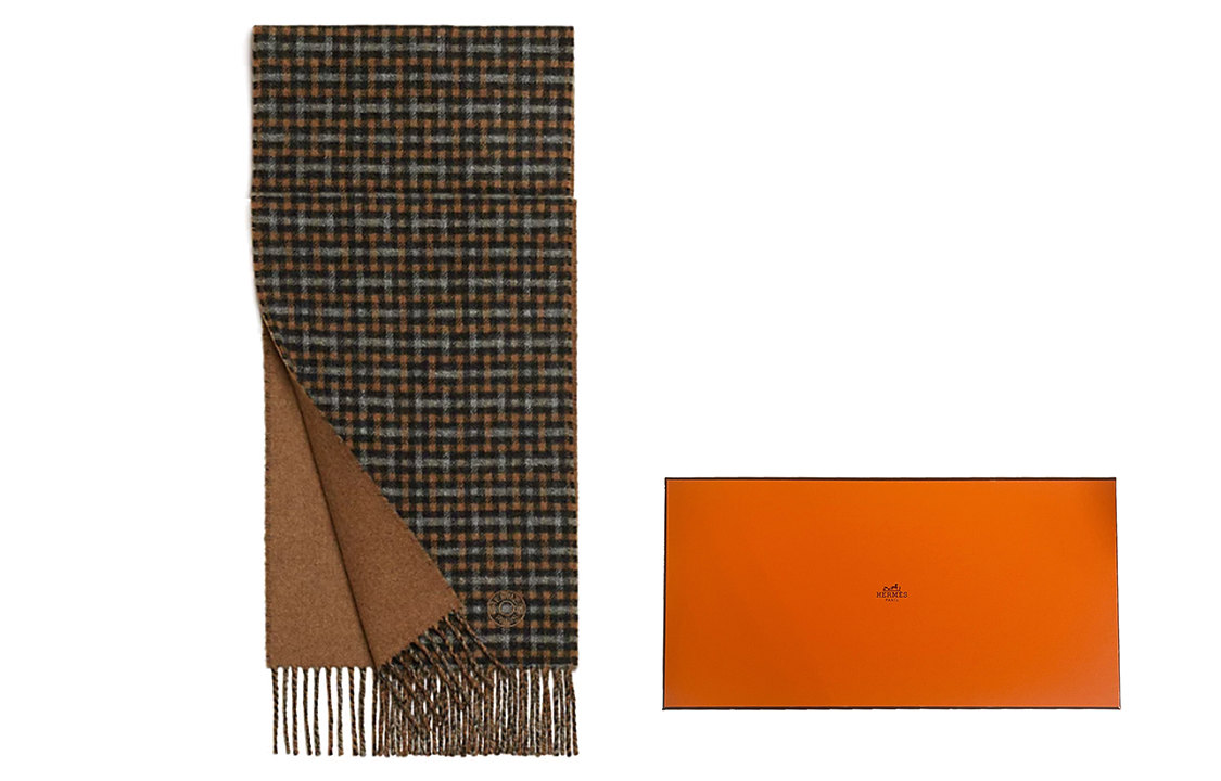 HERMES Unisex Letter Print Wool Scarf Simple & Comfortable Black/Gray/Beige H393832T09 圖 4