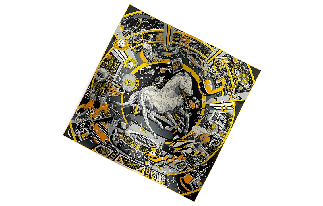 HERMES Unisex Printed Silk Scarf - Gray Couple Edition H104062T 圖 3