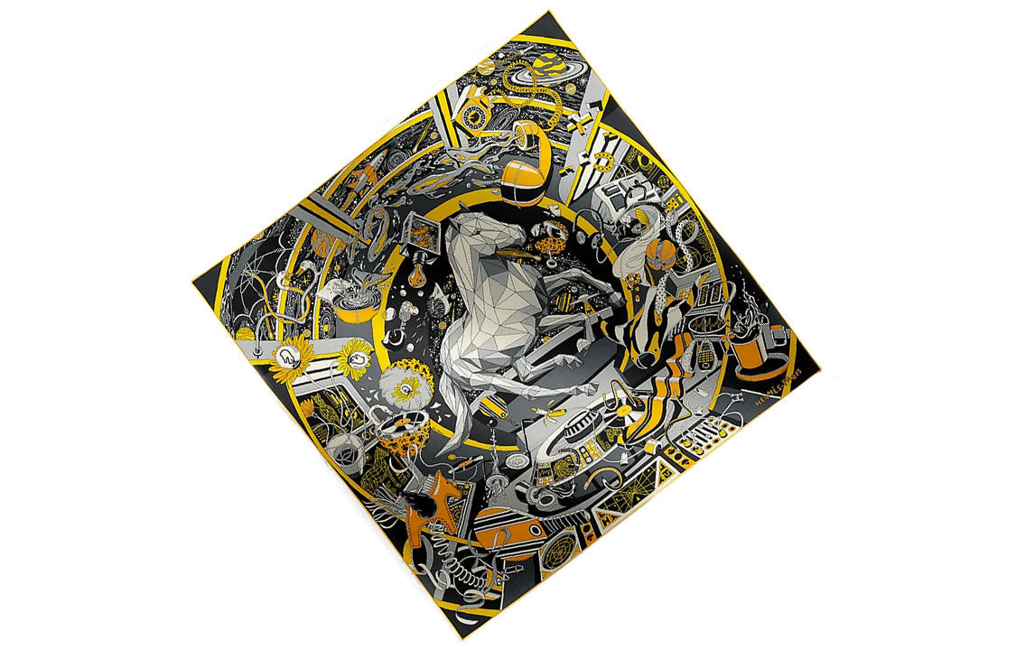 HERMES Unisex Printed Silk Scarf - Gray Couple Edition H104062T 圖 4