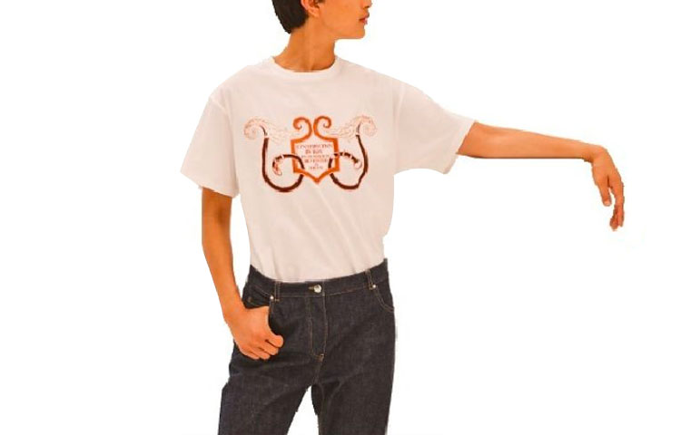 HERMES Unisex White Crewneck T-Shirt with Letter Print H1E4615DG90