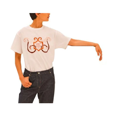 HERMES Unisex White Crewneck T-Shirt with Letter Print H1E4615DG90