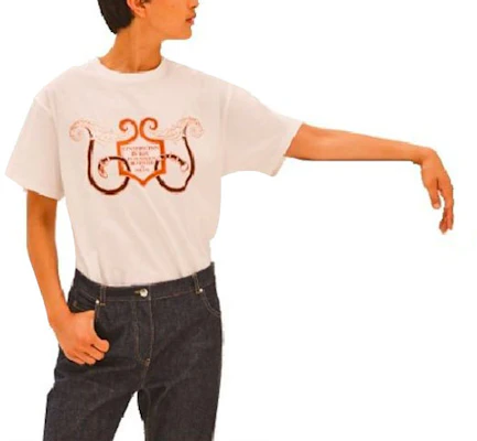 HERMES 男女白色字母印花圓領T恤 H1E4615DG90 Order HERMES 男女白色字母印花圓領T恤 H1E4615DG90