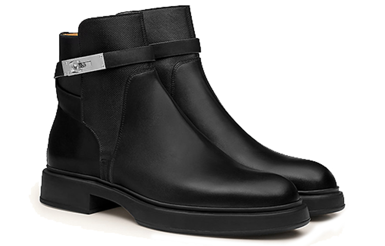 Lookbook HERMES Sepatu Boot Tumit Veo 'Mode Sederhana Kulit Anak Sapi Hitam' H212935Z-H01
