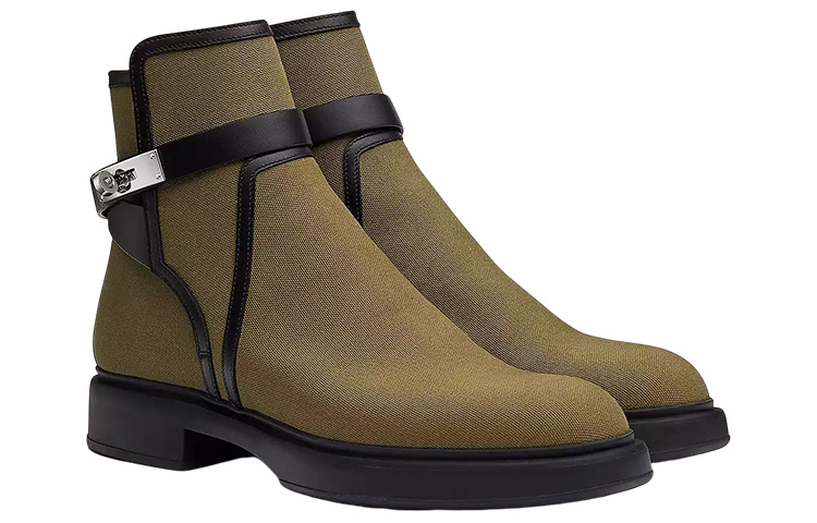 Shop HERMÈS Bota Veo Canvas 'Moda Verde' H221934Z-HKN