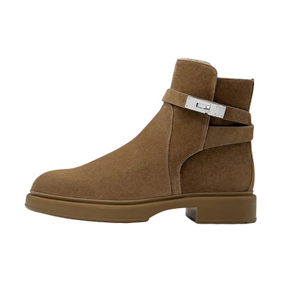 HERMES Veo Suede Bootie 'Brown'