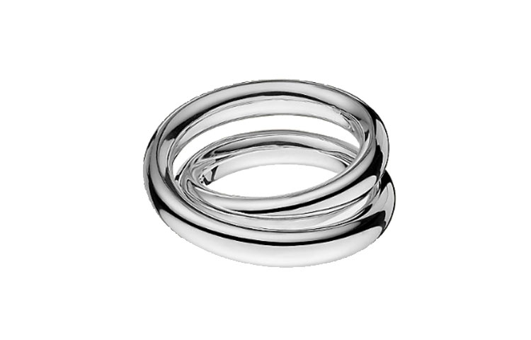 HERMES Vertige Double Ring 925 Silver Unisex Couple Design - Silver. H104261B00055