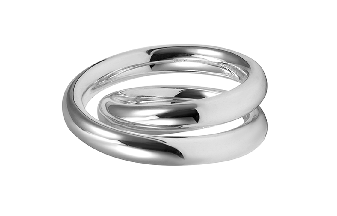 Lookbook 에르메스 베르티주 더블 반지 925 실버 유니섹스 커플 디자인 - 실버. H104261B00055