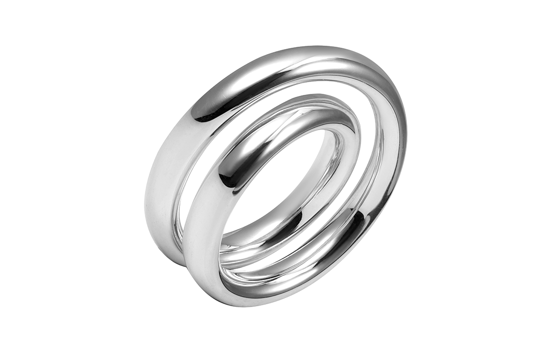 Purchase 에르메스 베르티주 더블 반지 925 실버 유니섹스 커플 디자인 - 실버. H104261B00055