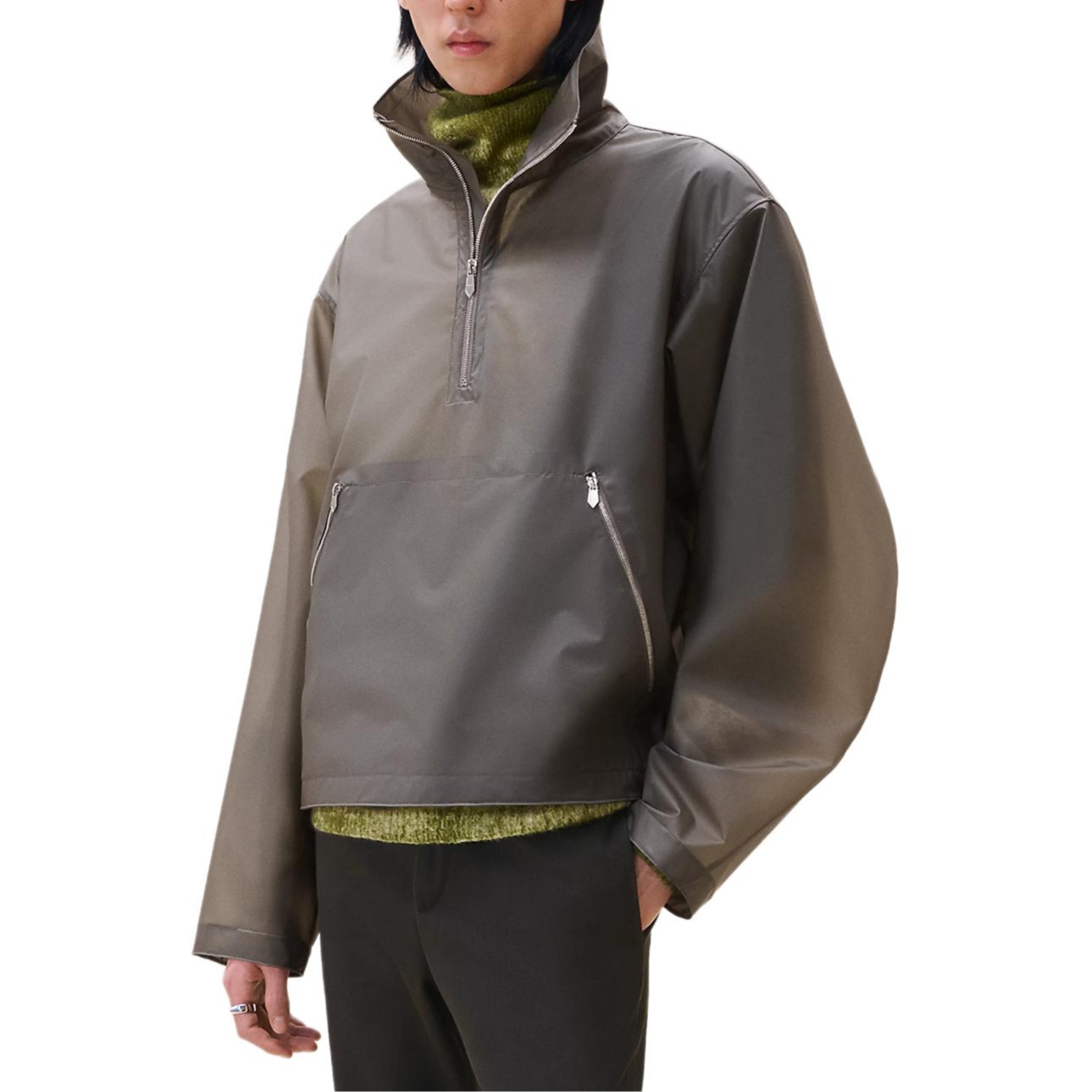 Hermes Waterproof Zipper Sweatshirt for Men in Peat Color H462560HF2I