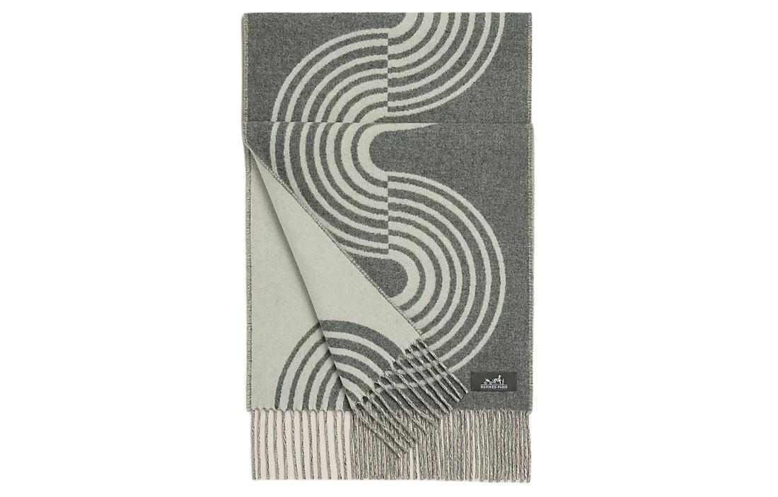 HERMES Wave Pattern Wool Scarf Unisex Couples' Style in Grey. H259133S 01 圖 2