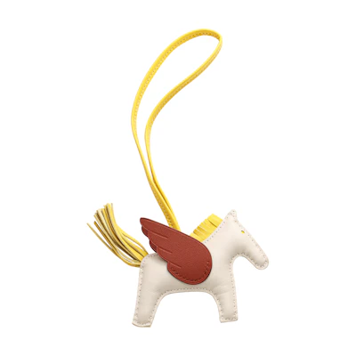 HERMES White Leather Horse-Shaped Keychain Unisex Accessory. H083010CABT