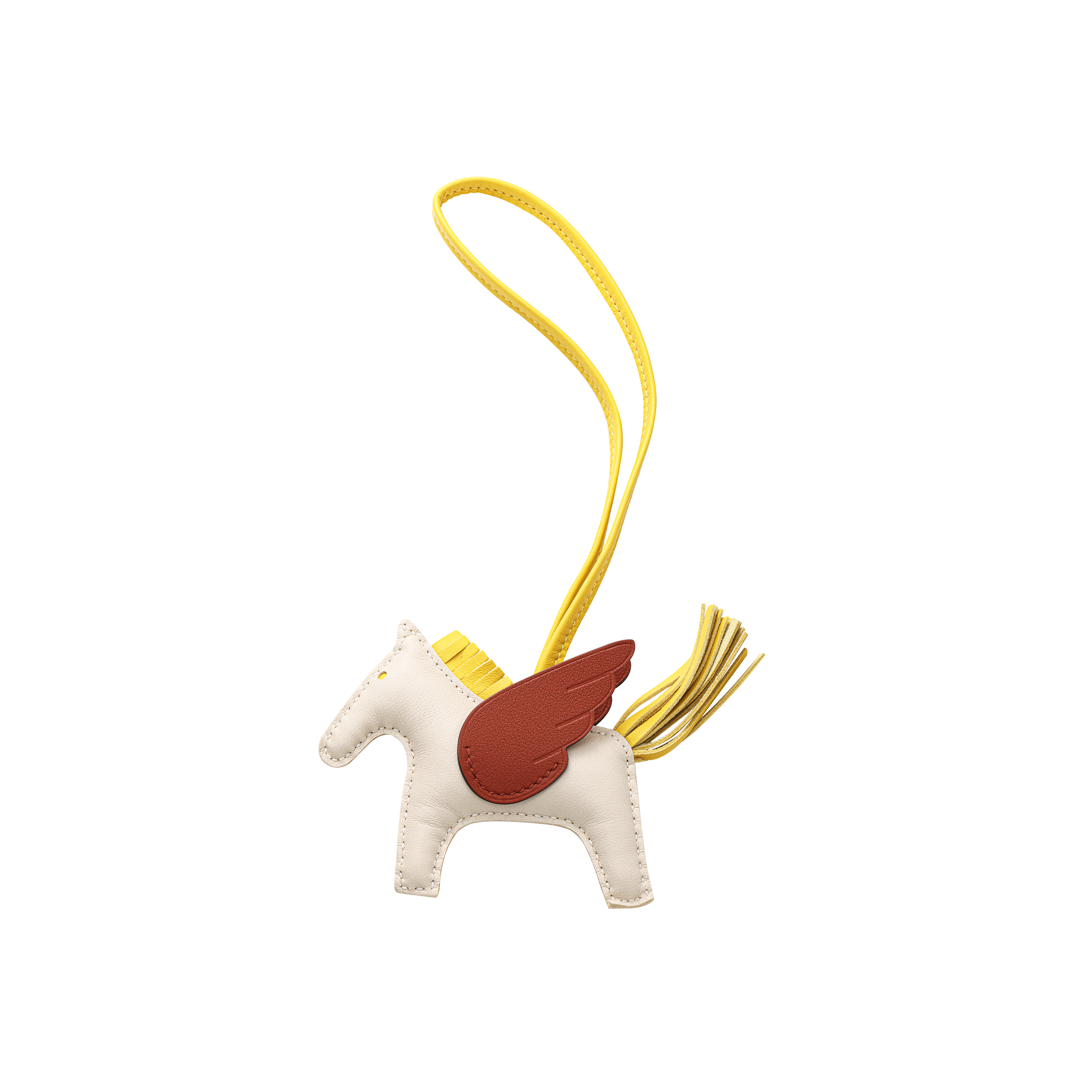 HERMES White Leather Horse-Shaped Keychain Unisex Accessory. H083010CABT 圖 3