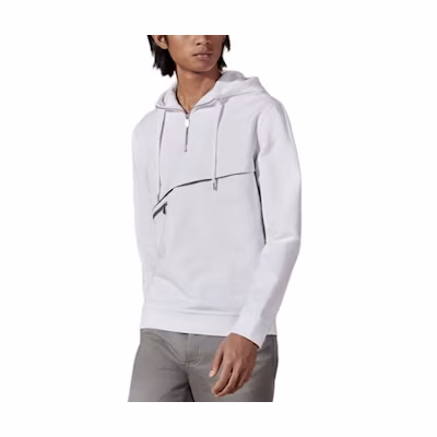 HERMES White Solid Color Hooded Pullover Zip Long Sleeve Sweatshirt H457870HA90SM