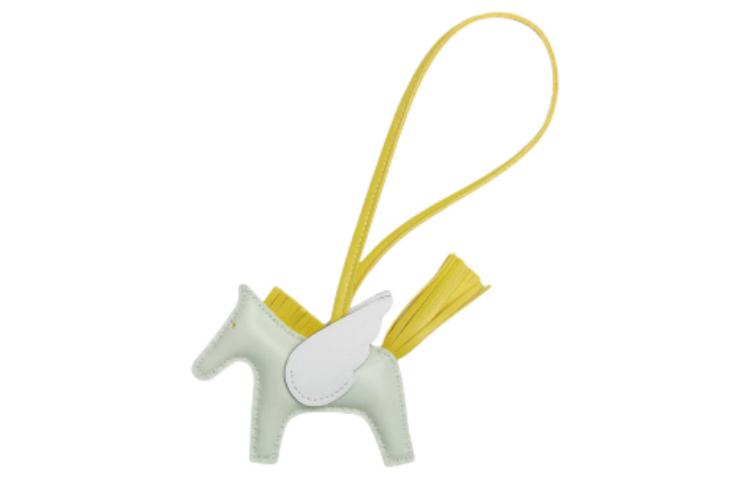 HERMES White/Yellow Leather Horse-Shaped Charm Unisex Keychain. H083010CABK 圖 2
