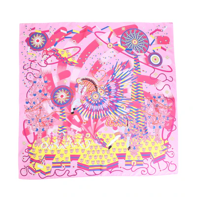 HERMES Woof Woof Pink 90cm Silk Scarf H593729SU01