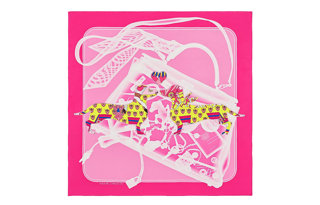 HERMES Woof Woof Pink 90cm Silk Scarf H593729SU01 圖 5