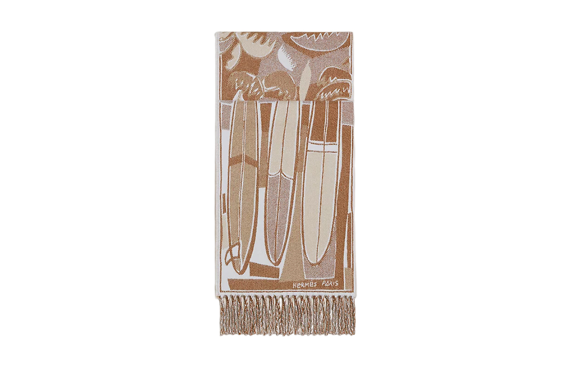 HERMES Wool Scarf Brown Unisex Couple Style. H393161T-04