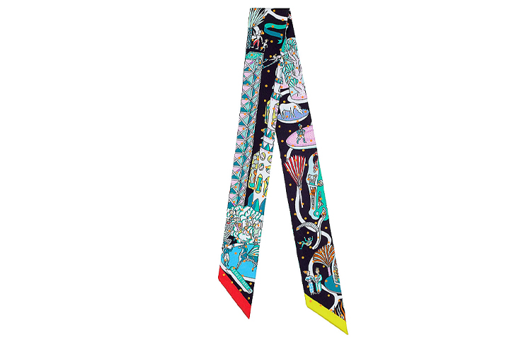 HERMES World Expo Floral Twilly Scarf Unisex Multi-color H063604S-06