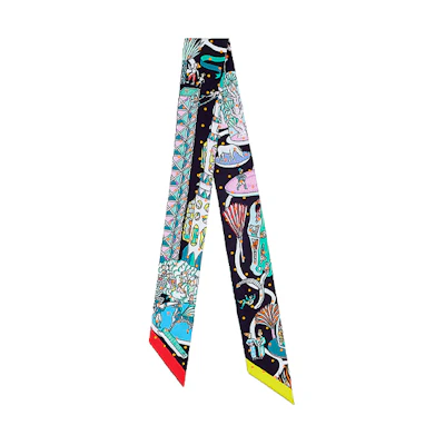 HERMES World Expo Floral Twilly Scarf Unisex Multi-color H063604S-06