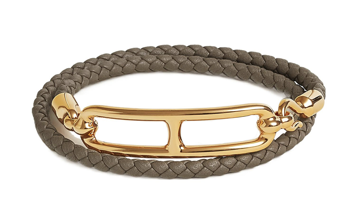 HERMES Woven Calfskin Leather Bracelet Unisex Fashion Accessory H071727F-18