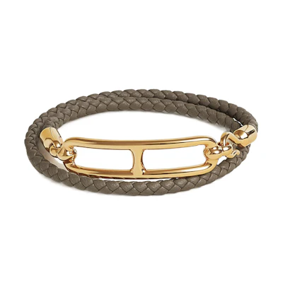 HERMES Woven Calfskin Leather Bracelet Unisex Fashion Accessory H071727F-18