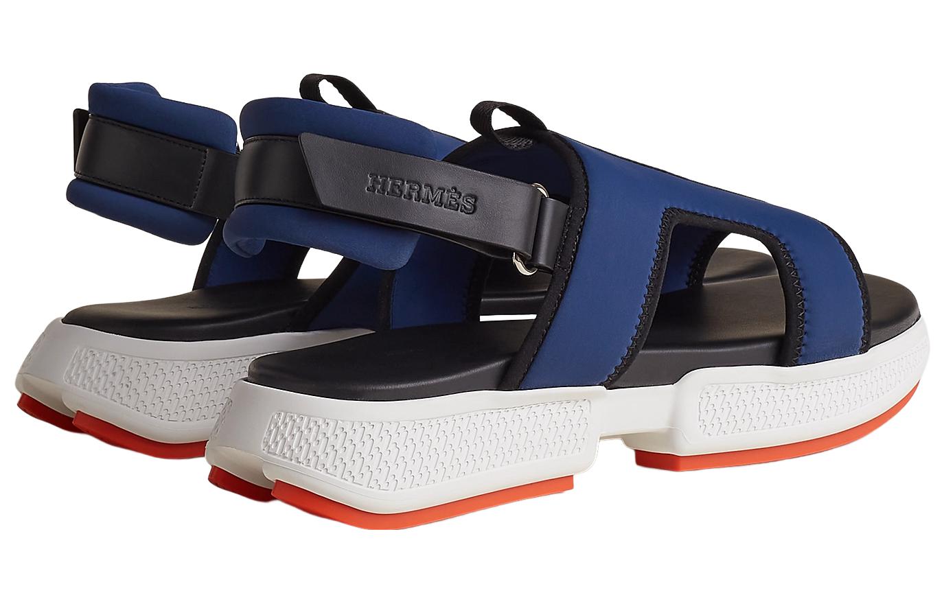 Shop 爱马仕编织布凉鞋‘蓝黑’ H231752Z-HI3