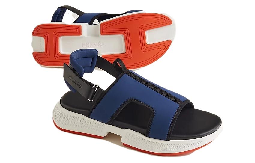 Purchase HERMES Woven Fabric Sandal 'Blue Black' H231752Z-HI3