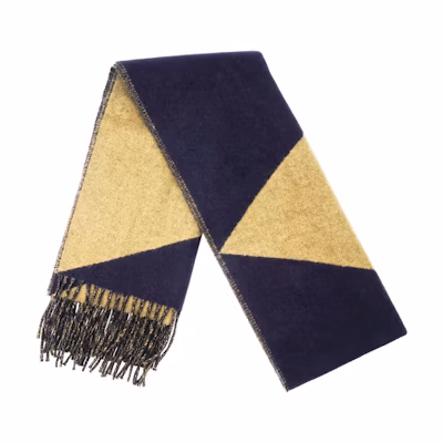 HERMES Z-shaped Tassel Cashmere Wool Scarf Unisex Couple Style Khaki/Blue H259077S-06