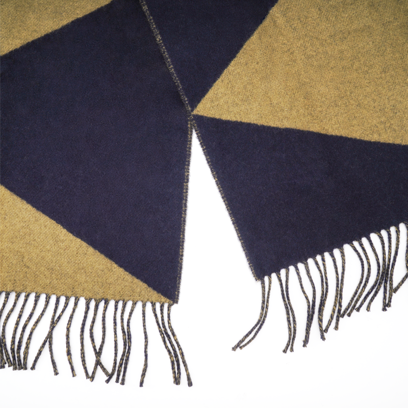 HERMES Z-shaped Tassel Cashmere Wool Scarf Unisex Couple Style Khaki/Blue H259077S-06 圖 4