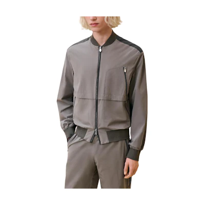 Hermes Zip-Up Long Sleeve Jacket Peat Bog Color H462940HL2I