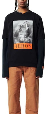 Camiseta Negra HERON PRESTON con Logo de Diseño de Animal Print. HMAA032C99JER0031010 Lookbook Camiseta Negra HERON PRESTON con Logo de Diseño de Animal Print. HMAA032C99JER0031010