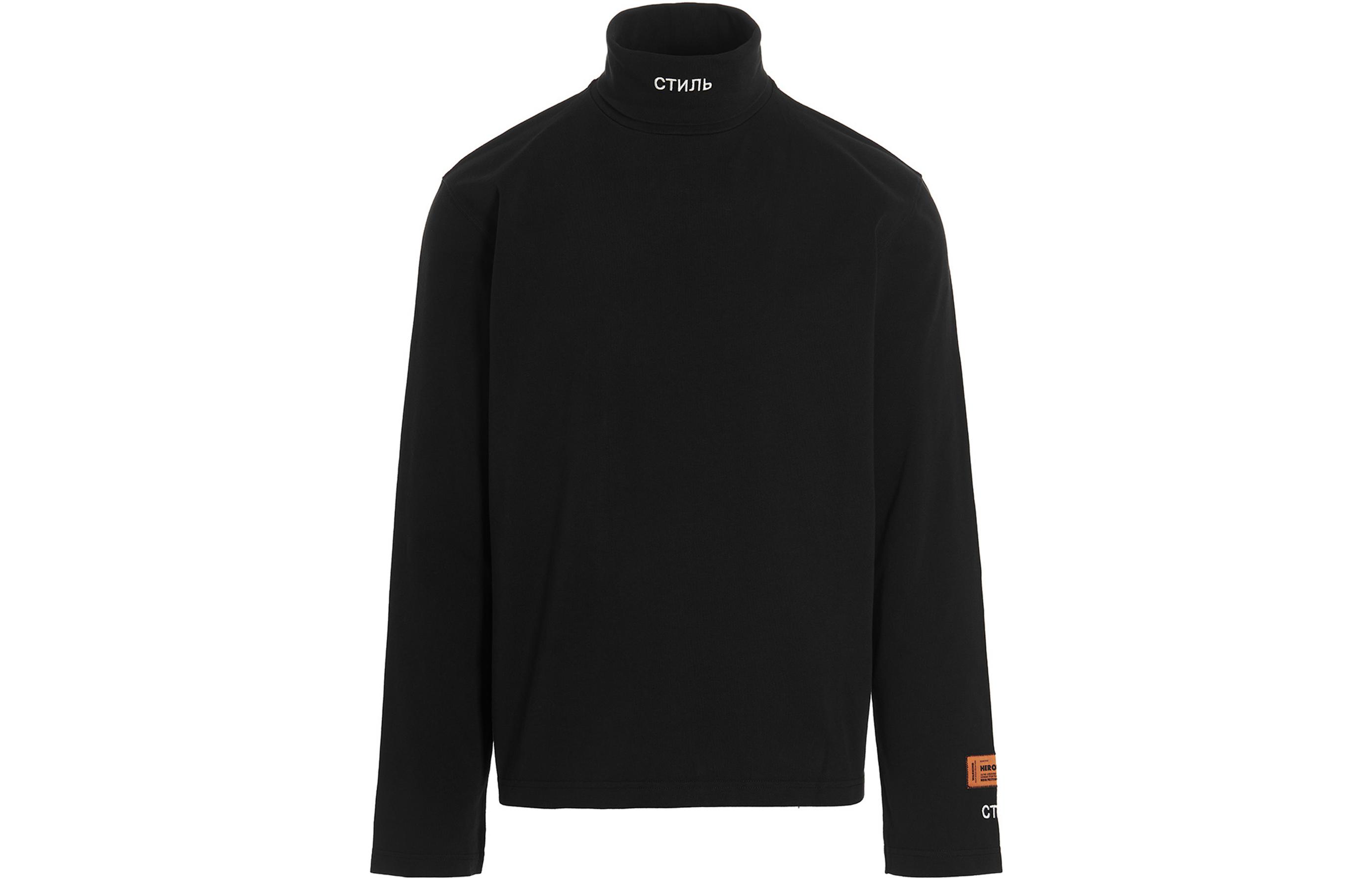 HERON PRESTON  Black High-Neck Logo Print Long Sleeve T-Shirt HMAB027C99JER0011001