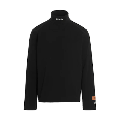 HERON PRESTON Black High-Neck Logo Print Long Sleeve T-Shirt HMAB027C99JER0011001