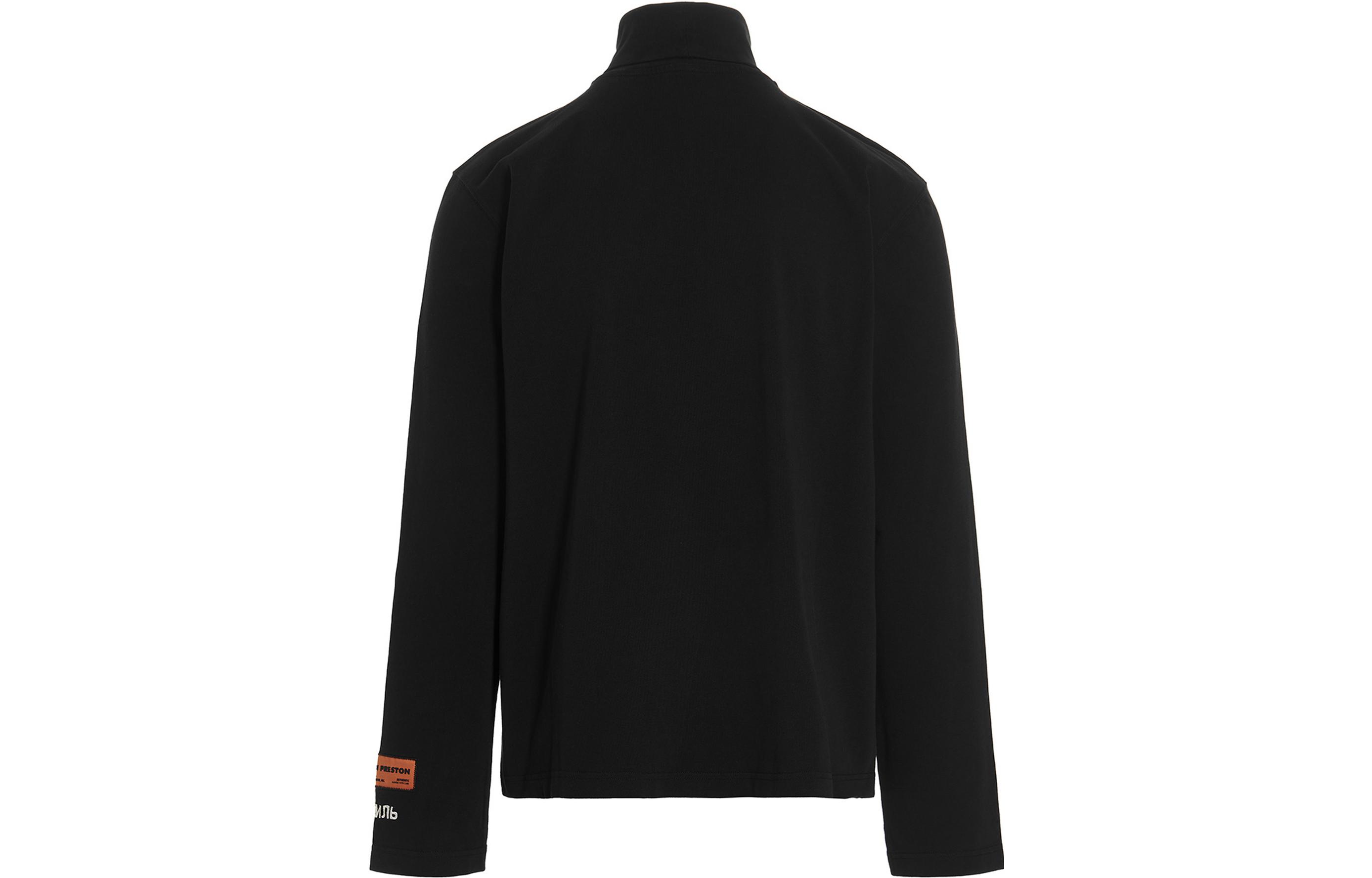 Lookbook HERON PRESTON Camiseta Negra de Cuello Alto con Logo y Manga Larga HMAB027C99JER0011001